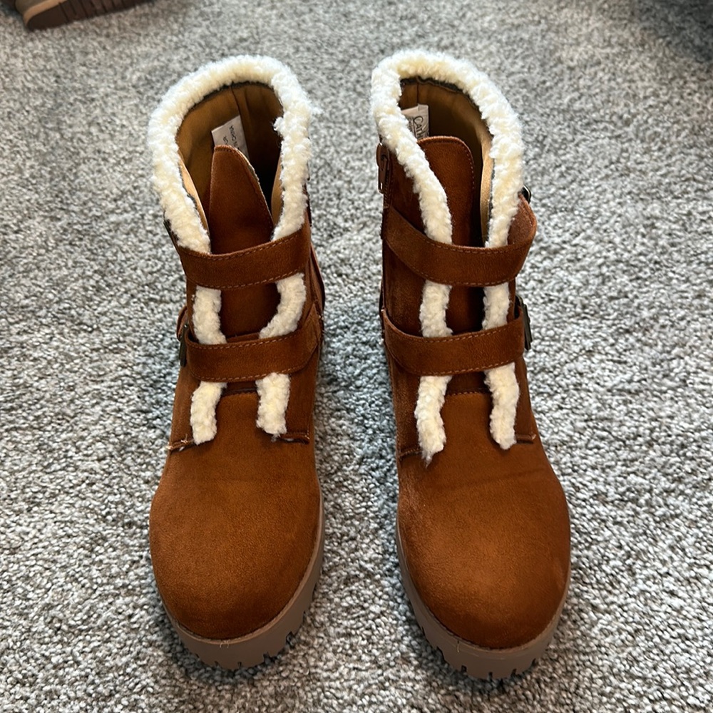 Brand new, never worn faux fur bootie